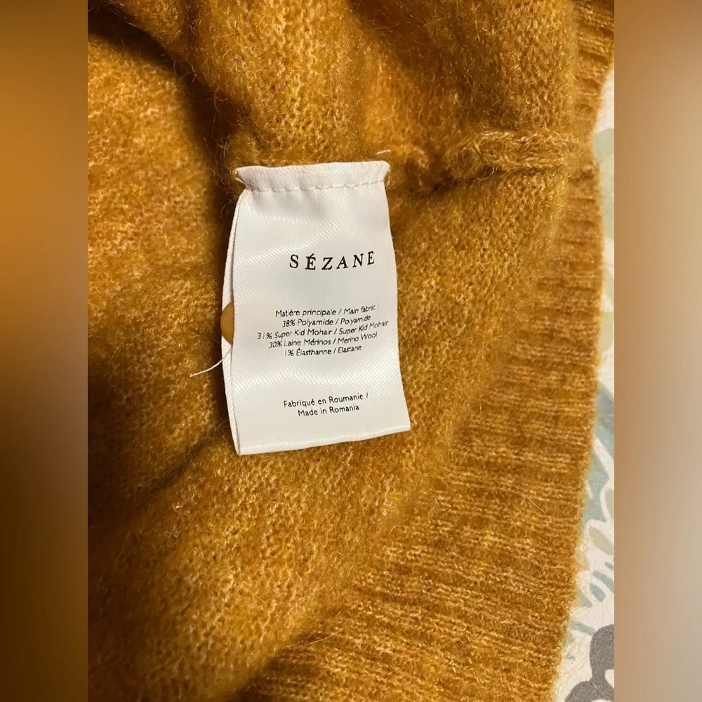 Very EUC Sézane Leon Sweater size M in Cumin (golden yellow) - Picture 12 of 13